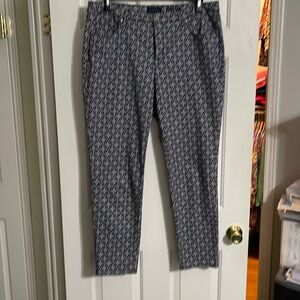 Excellent Condition Smoke Free Home navy and white print jeans with stretch